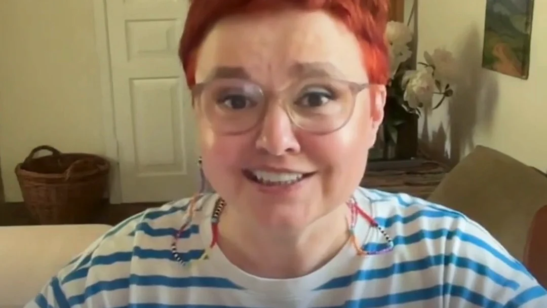 Oksana, a programme participant, during a video session