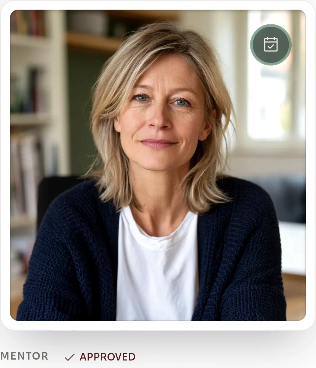 A mentor profile on the TEEI Mentorship platform: photo and the Approved label