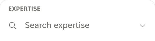 Filter in the mentor list: Expertise, Search expertise